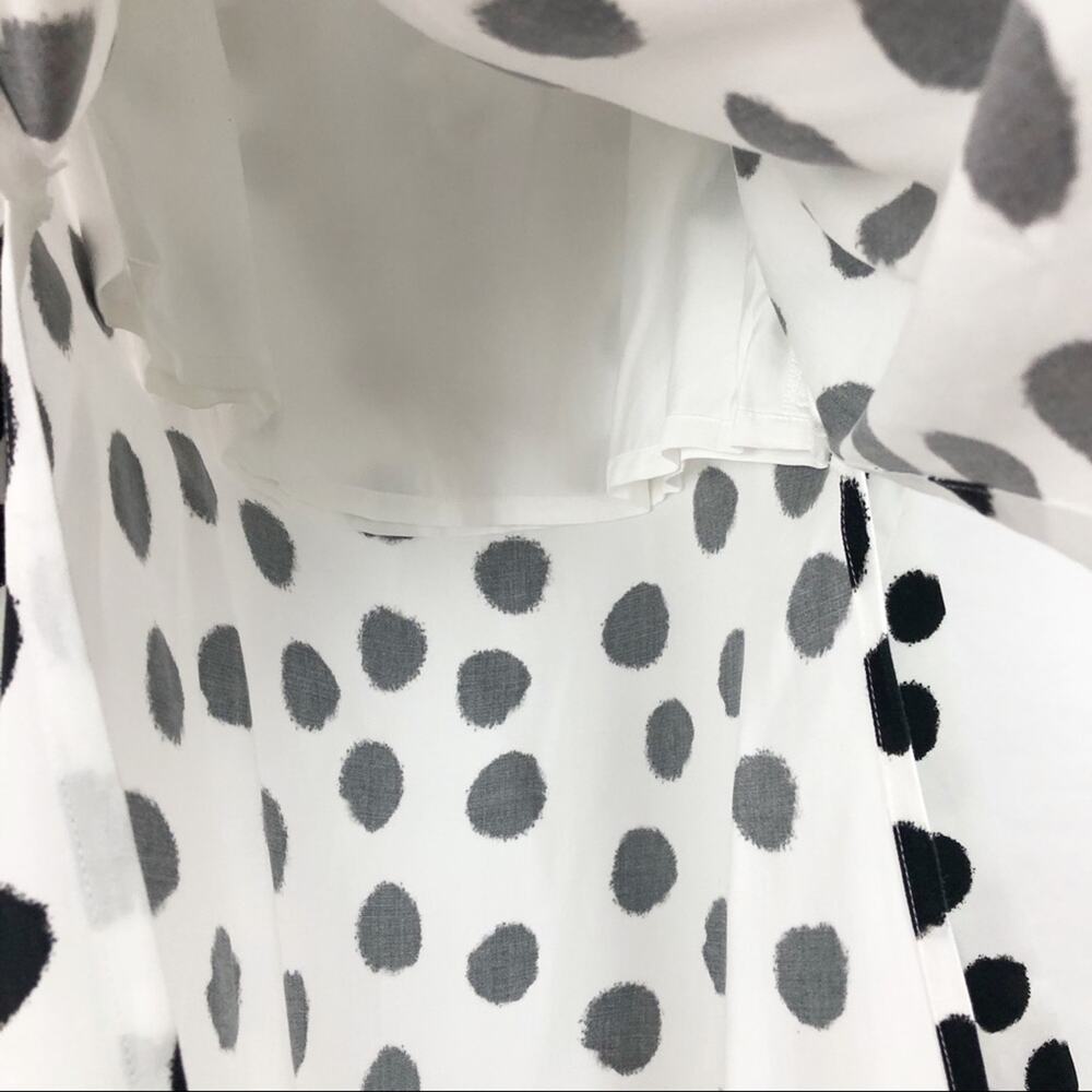 Mother of Pearl Kate Polka Dot Midi Skirt Tie‎ Front Fringe White Black Size 0 - Picture 7 of 15